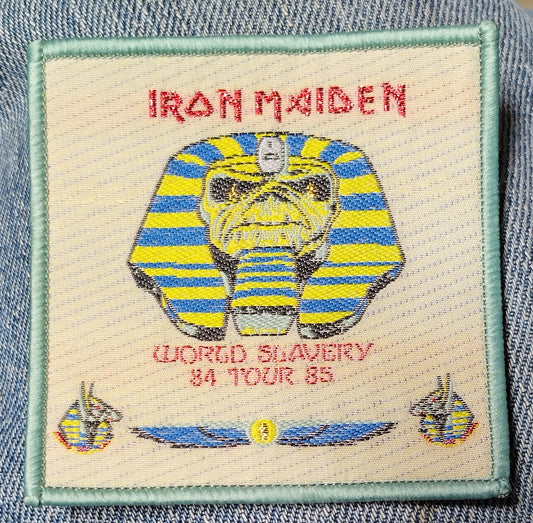 Iron Maiden world slavery tour 84-85 Grey border Woven Patch