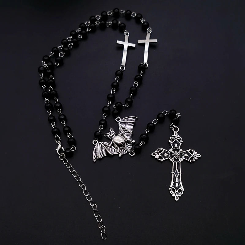 Cross Vampire Rosary Necklace