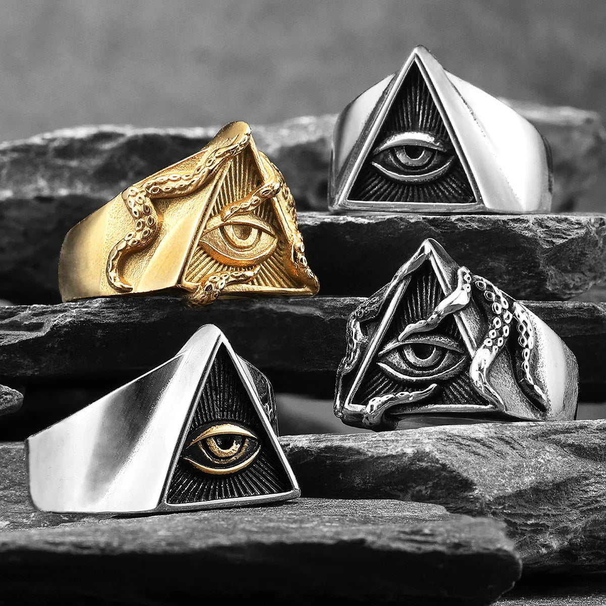 Illuminati eye Stainless Steel Ring