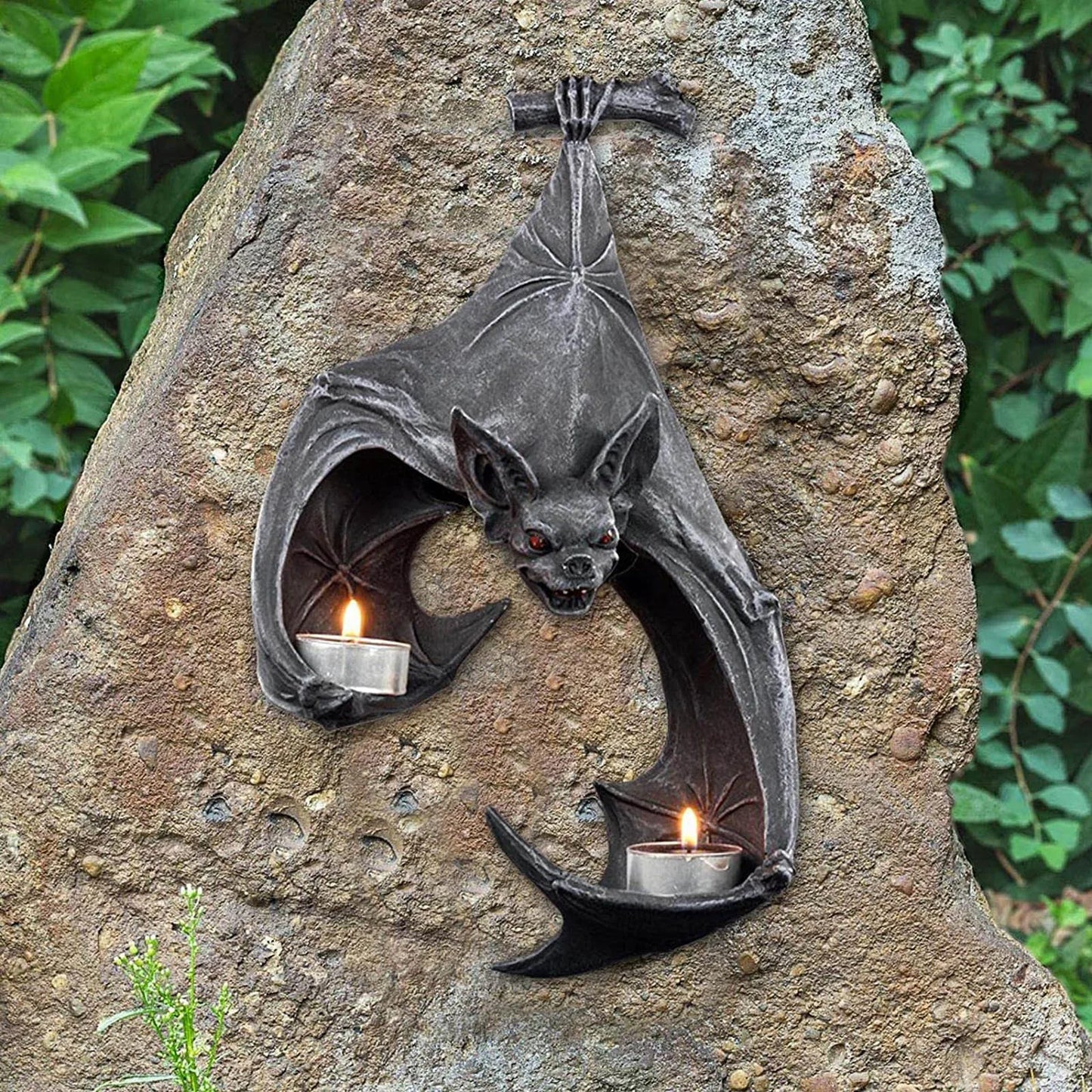 Black Bat Candle Holder Wall Hanging