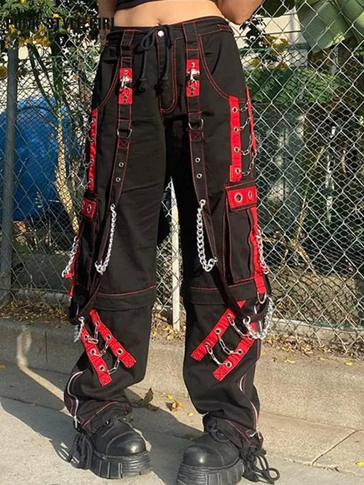 Cyber Punk Unisex Cargo Wide Leg Pants