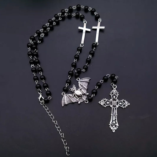 Cross Vampire Rosary Necklace