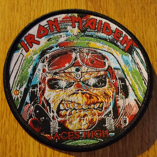 Iron Maiden aces high Black border circle Woven Patch