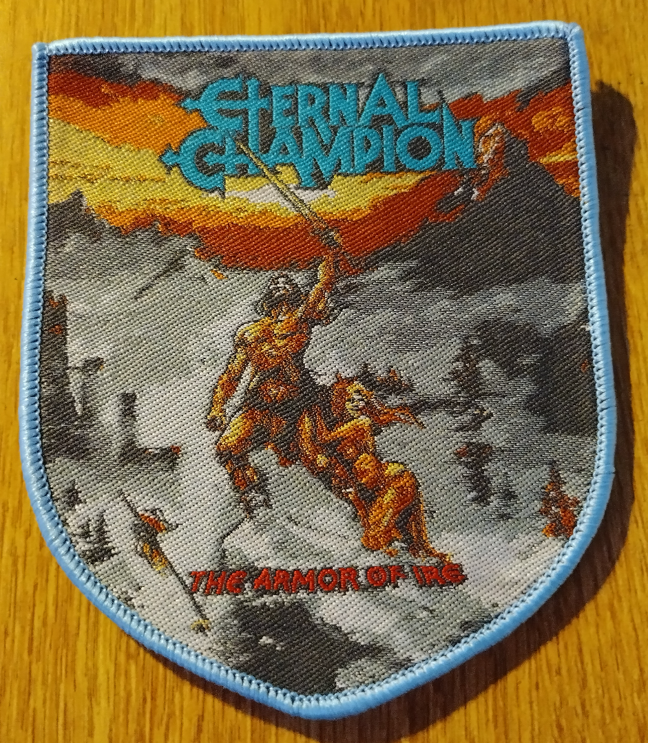 Eternal Champion the armor of ire Light blue border Woven Patch