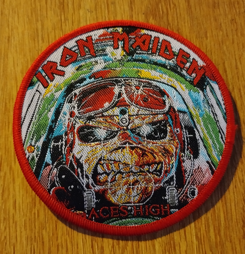 Iron Maiden aces high Red border circle Woven Patch