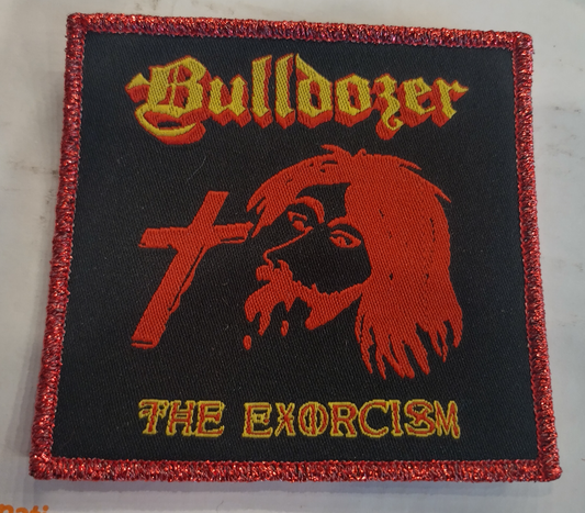 Bulldozer the exorcism Metallic Red Border Woven Patch