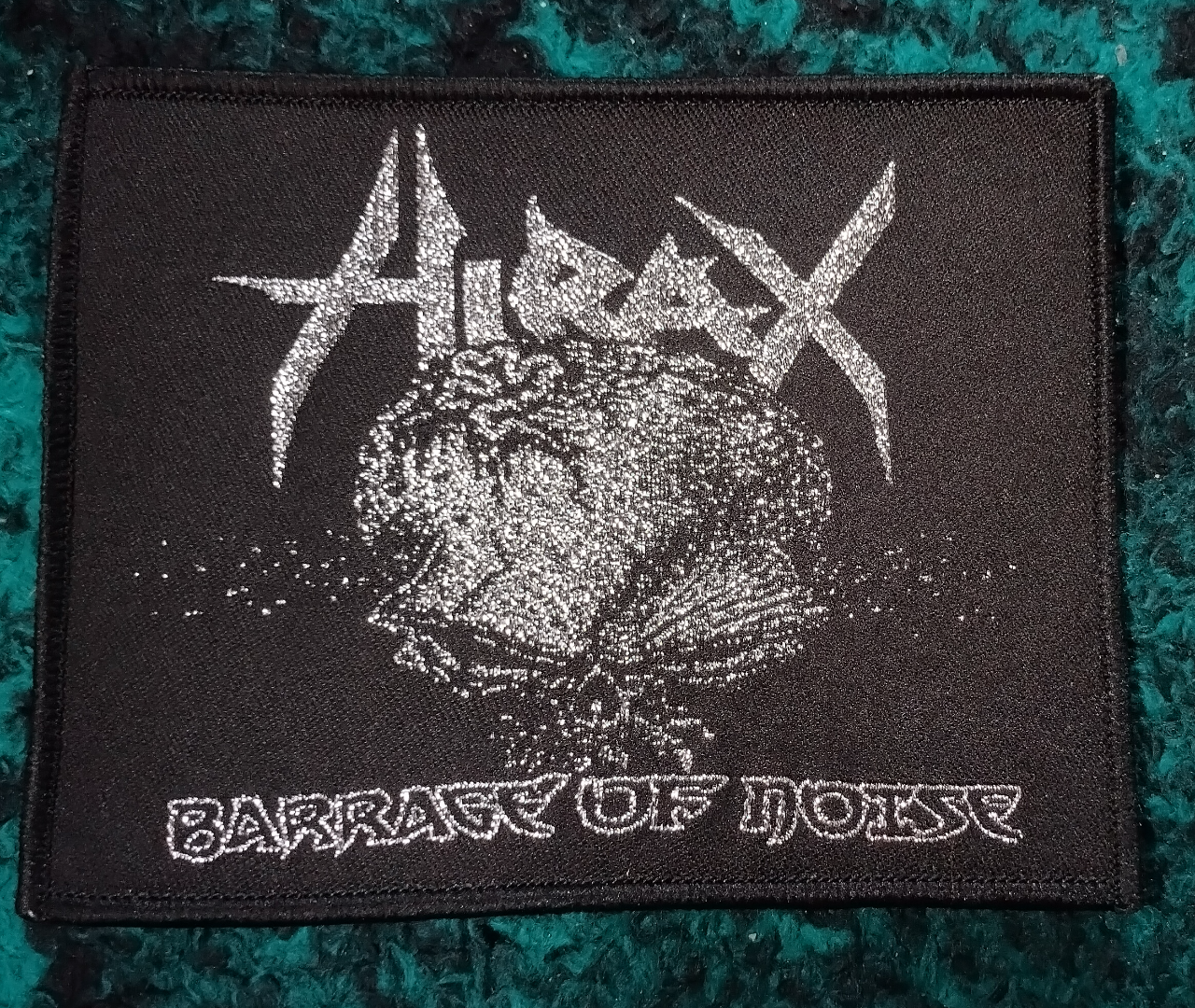 Hirax Barrage of noise Black border Woven Patch