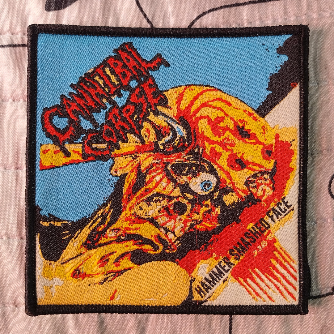 Cannibal Corpse hammer smashed face Black Border Woven Patch