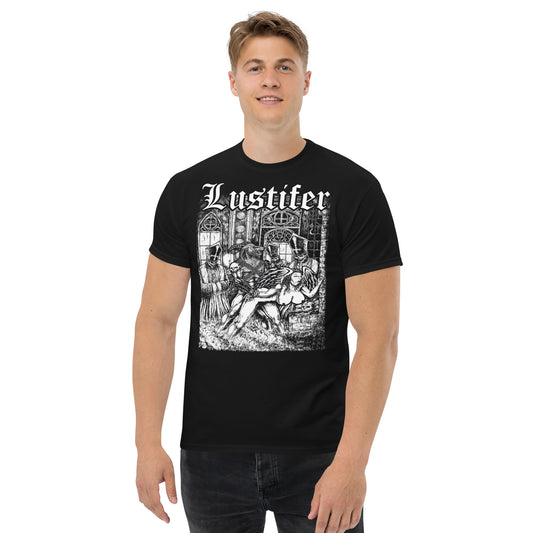 Lustifer Goat Man with Woman and evil Popes T-SHIRT