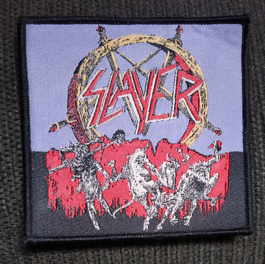 Slayer Hell awaits classic Black border Woven Patch