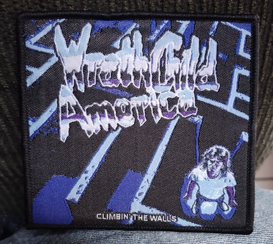 WrathChild America Climbin the walls Black border Woven Patch