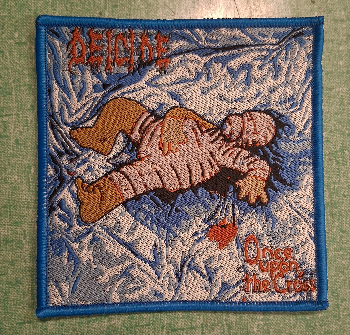Deicide Once Upon the cross HOMER SIMPSON Blue Border Woven Patch