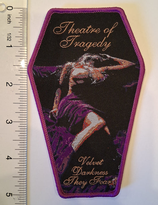 Theatre of Tragedy velvet Darkness Coffin Shaped Woven Patch