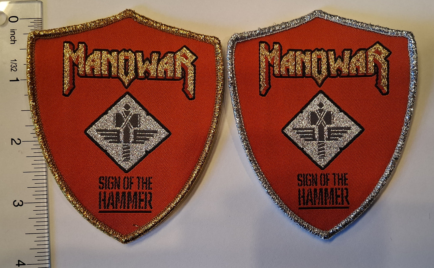 Manowar sign of the hammer shield shaped Woven Patch