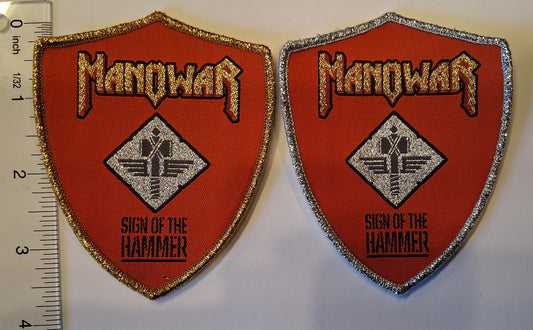 Manowar sign of the hammer shield shaped Woven Patch
