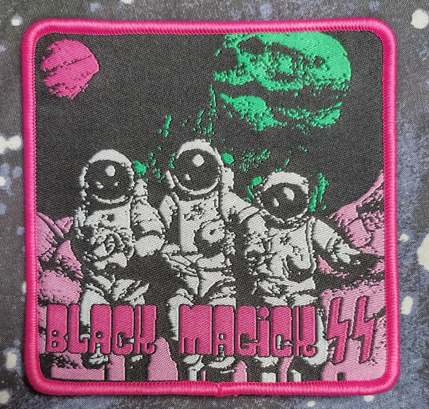 Black Magick SS astronauts Pink border Woven Patch