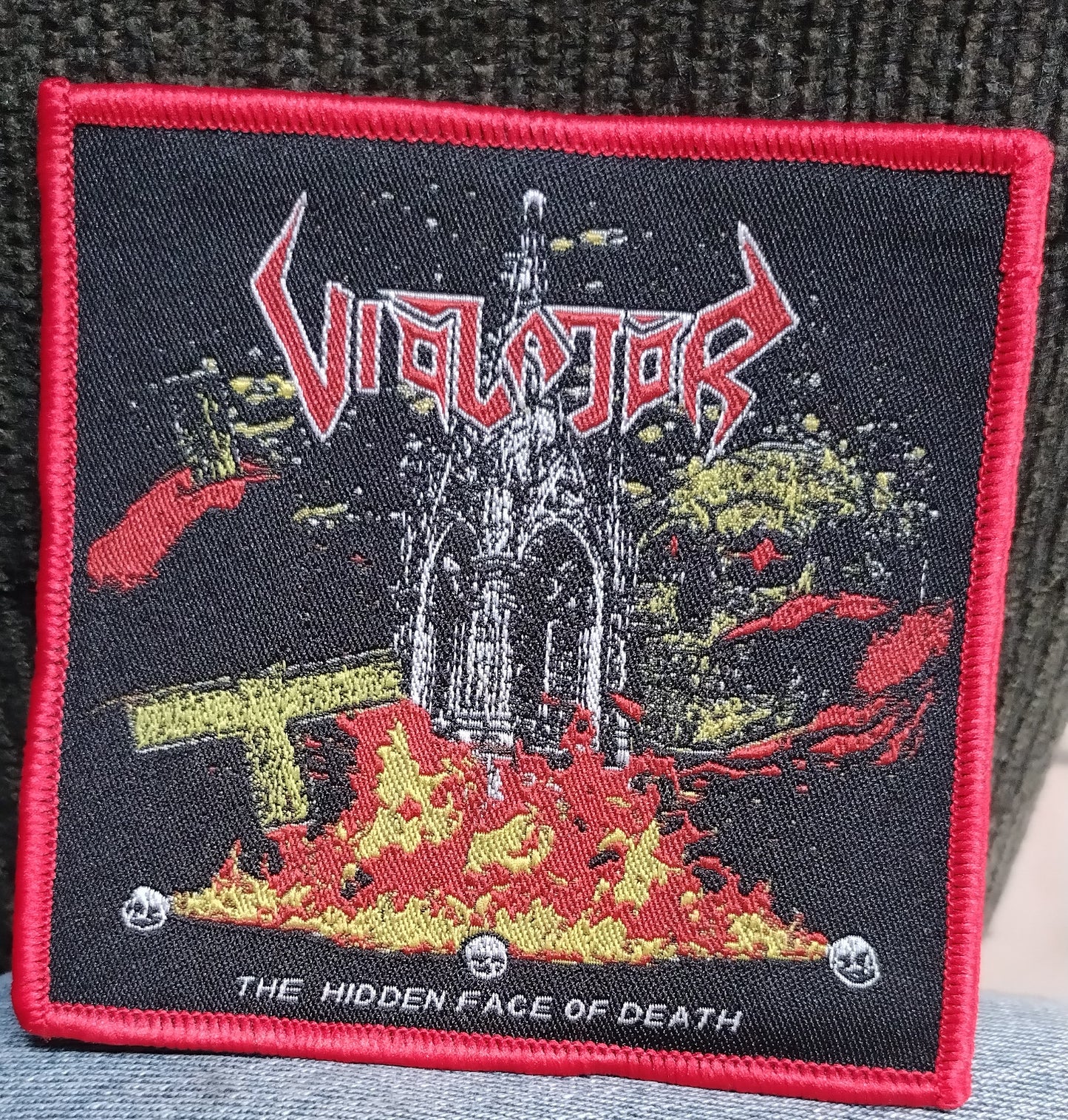 Violator the hidden face of death Red Border Woven Patch