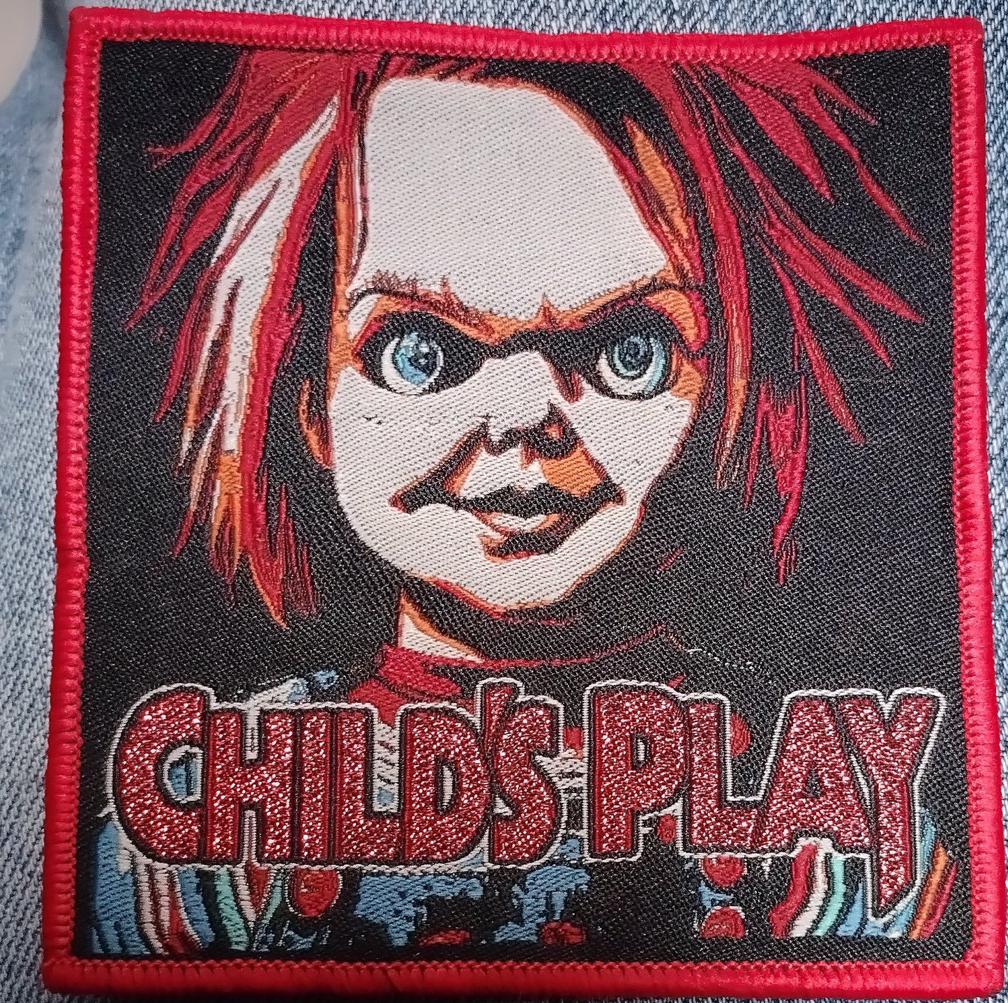 Child's Play Chucky Red Border Woven Patch