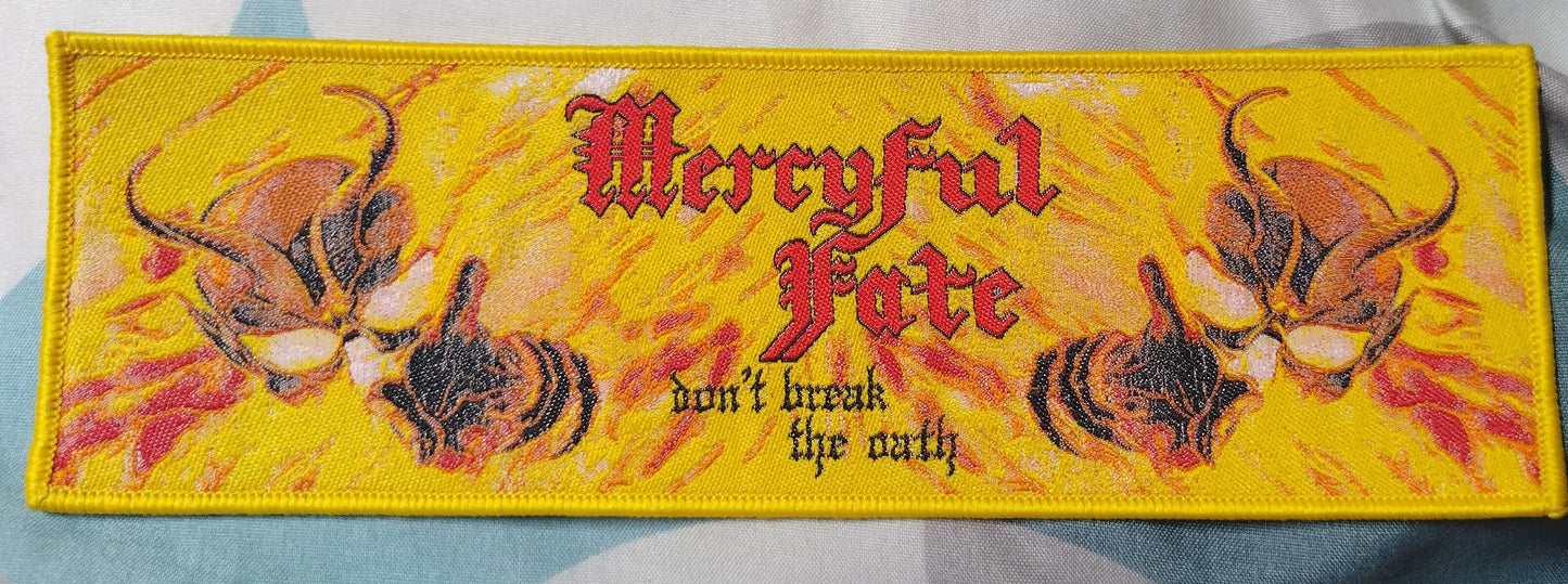 Mercyful Fate don't break the oath Yellow border strip Woven Patch