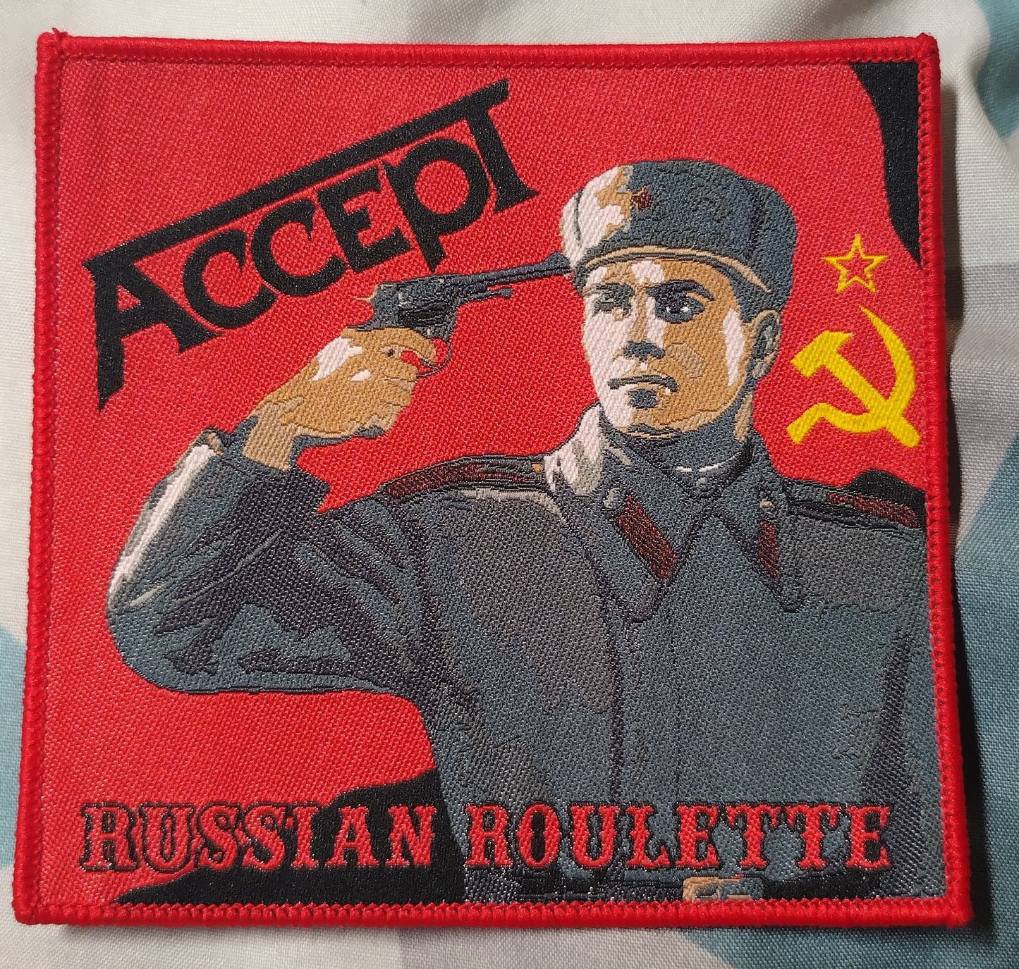 Accept Russian Roulette Woven Patch