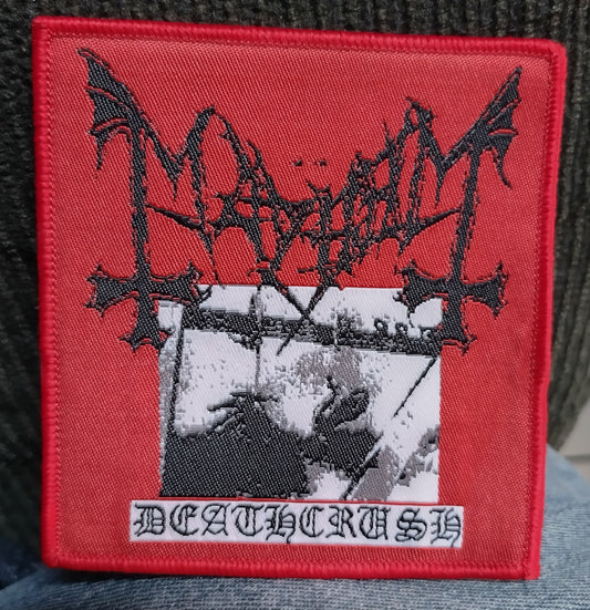 Mayhem Deathcrush Red Border Woven Patch