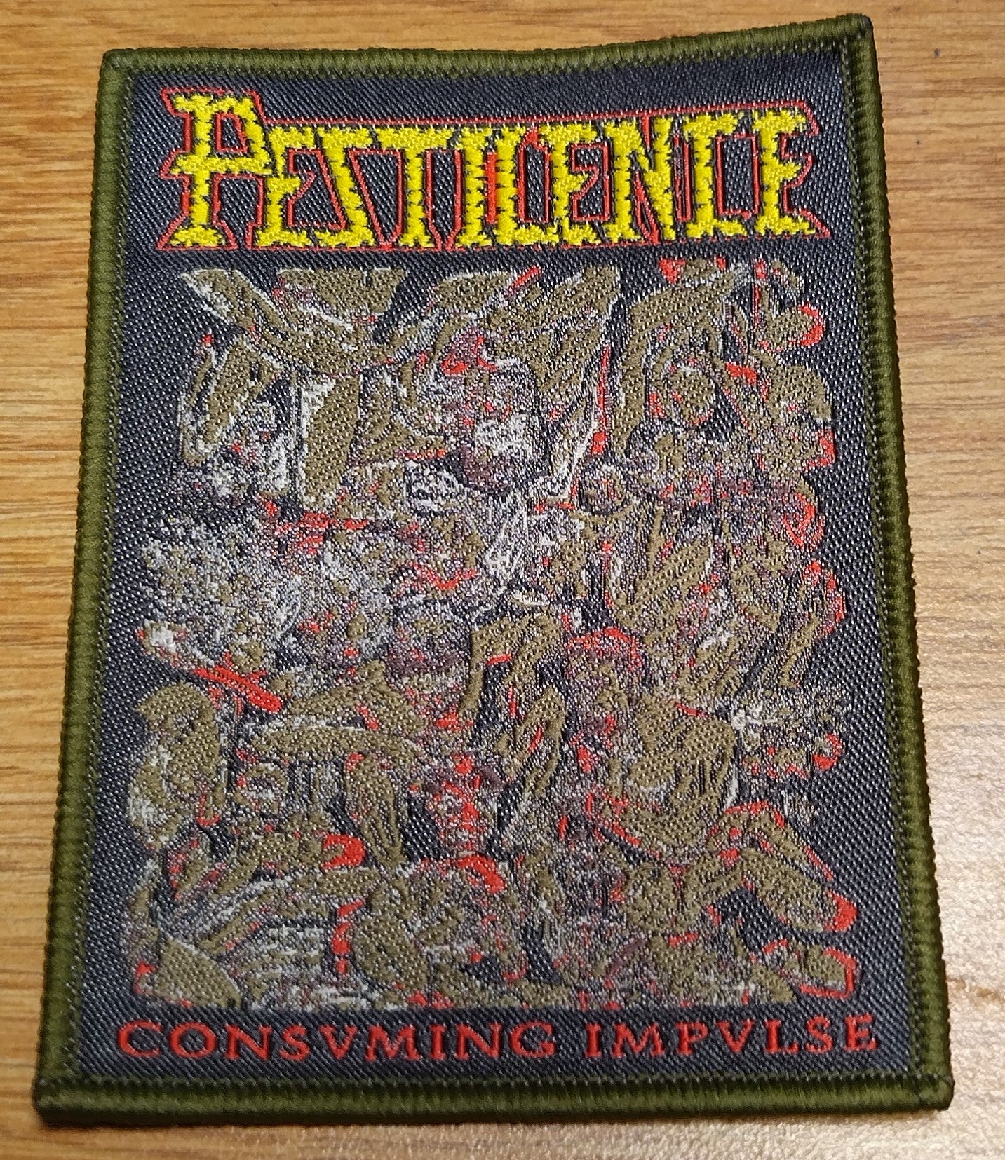 Pestilence consuming impulse original artwork Green border Woven Patch