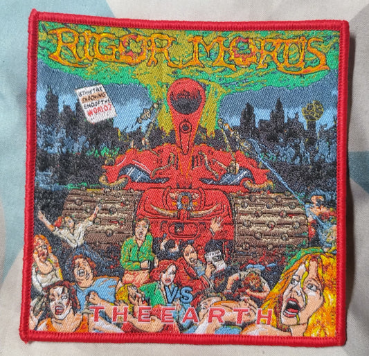 Rigor Mortis vs the earth Red Border Woven Patch