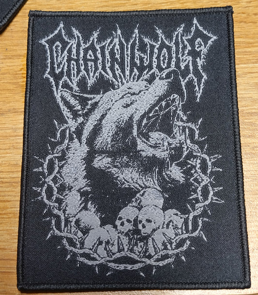 CHAINWOLF wolf and skulls Woven Patch