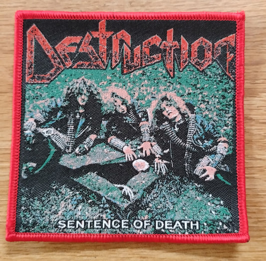 Destruction sentence of death Red Border Woven Patch