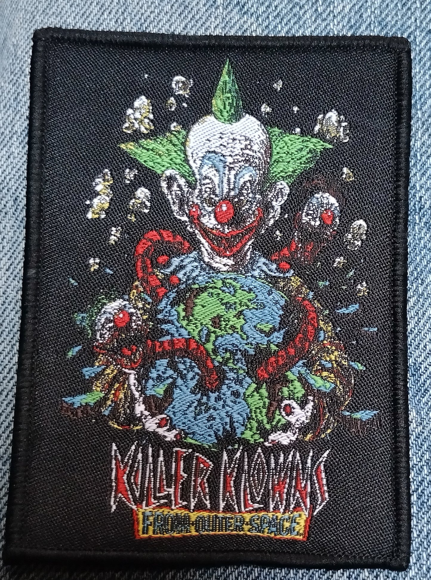 Killer Klowns from outer space world Black border Woven Patch