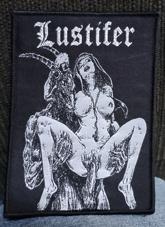 Lustifer Baphomet with Nun black border Woven Patch