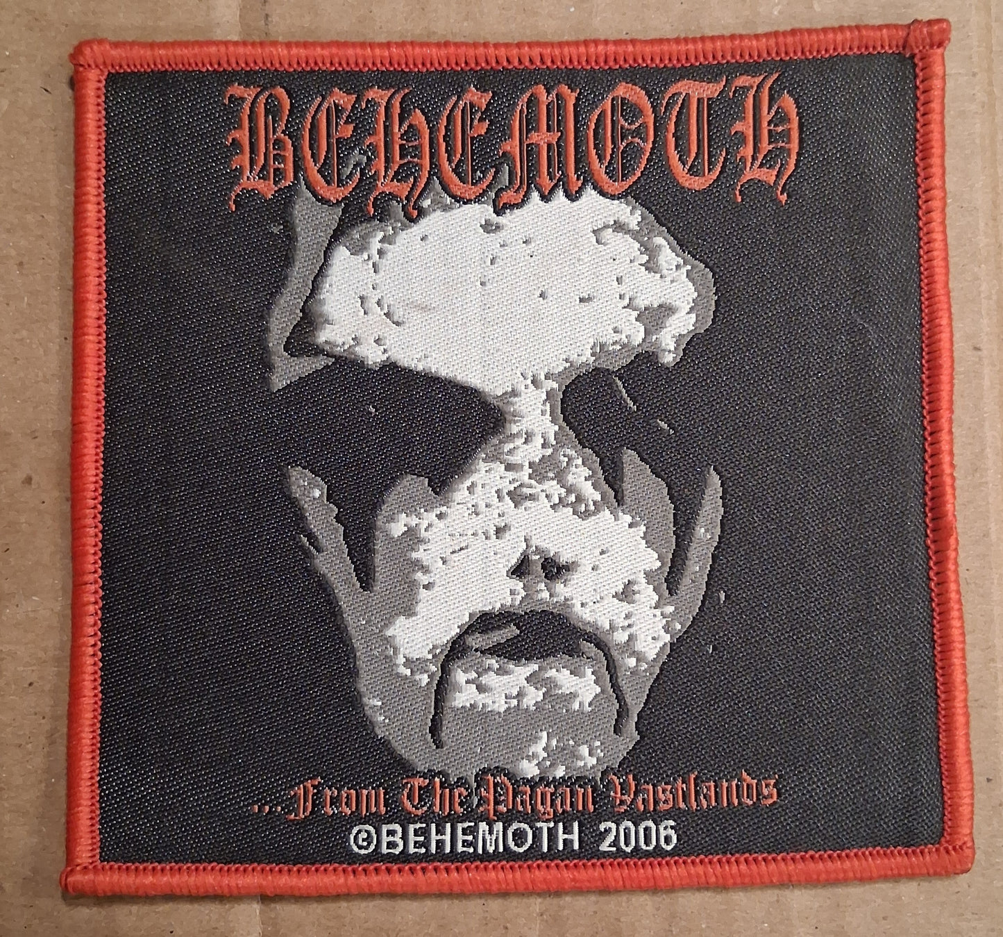 Behemoth from the pagan vastlands Red Border Woven Patch