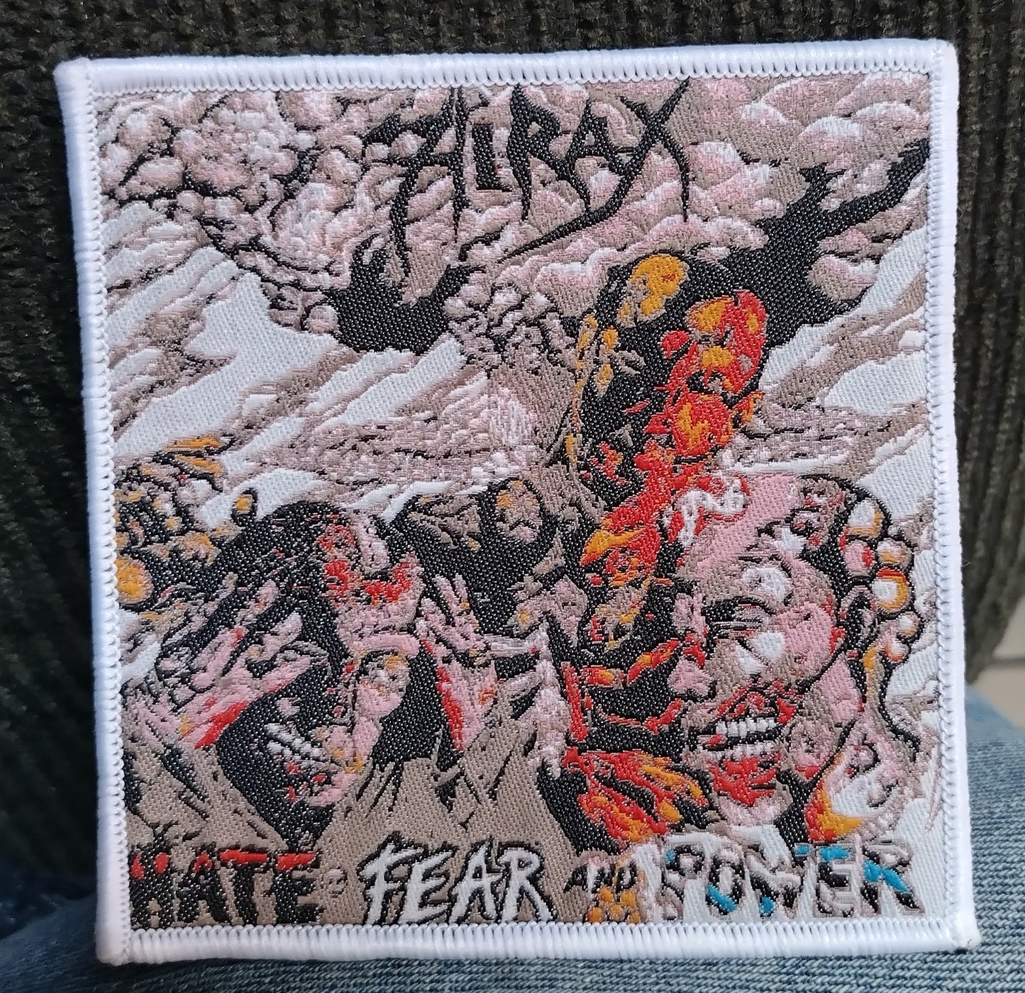 Hirax Hate fear and power White border Woven Patch