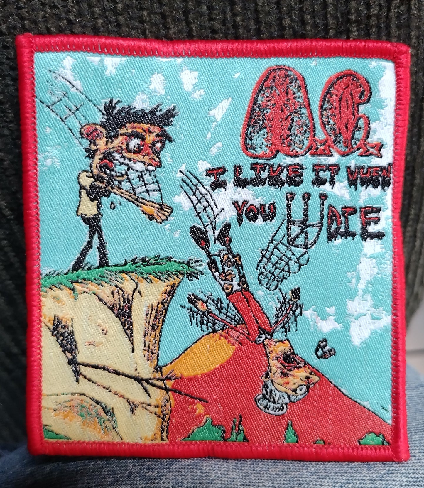 Anal Cunt I like it when you die Red Border Woven Patch