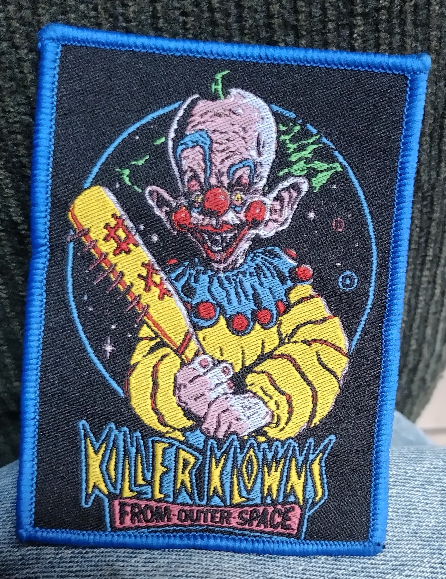 Killer Klowns from outer space Blue border Woven Patch