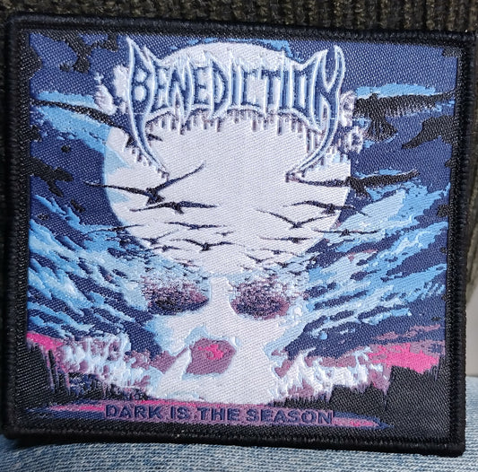 Benediction Dark is the season Black border Woven Patch