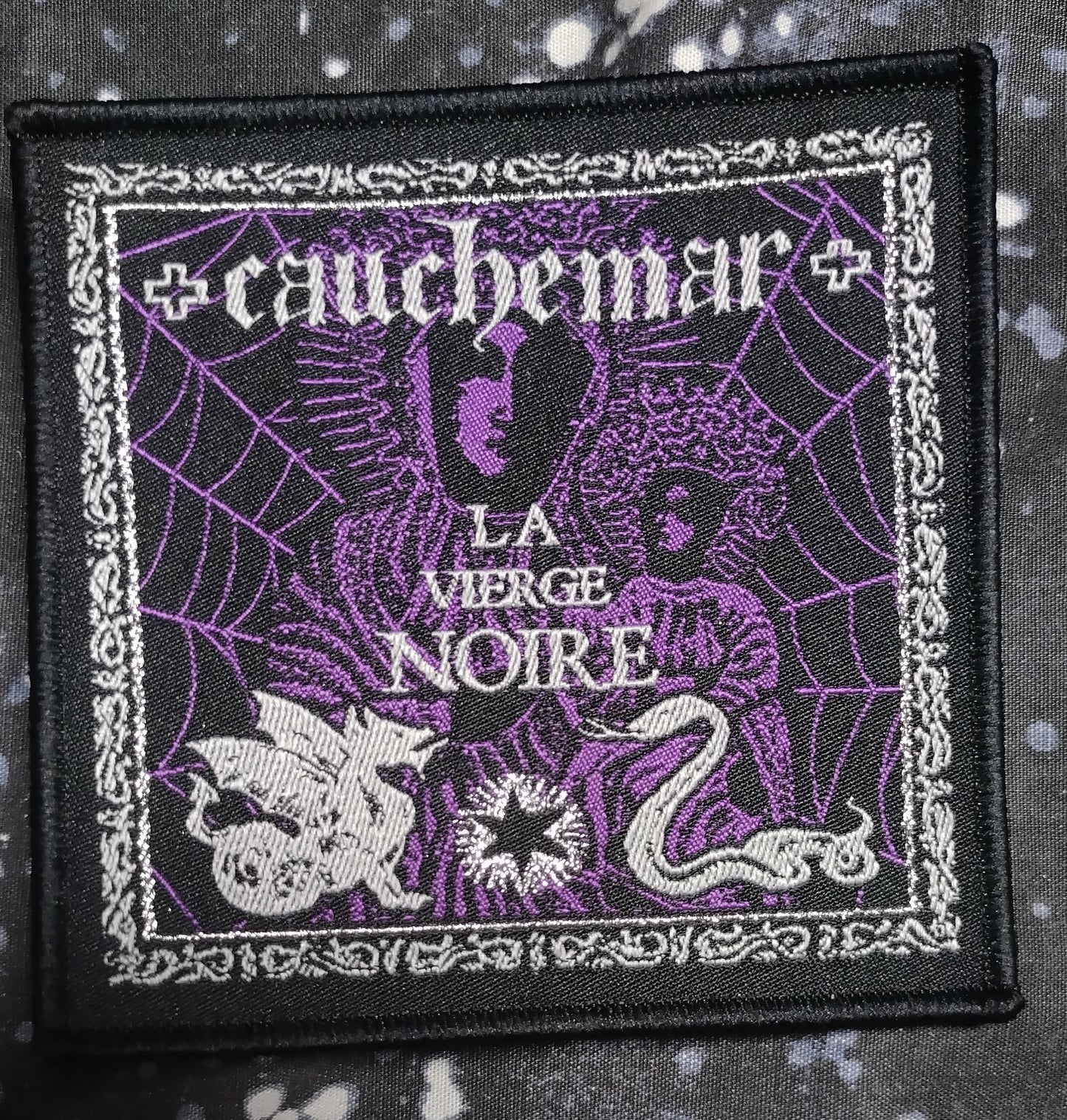 Cauchemar La vierge noire Black border Woven Patch