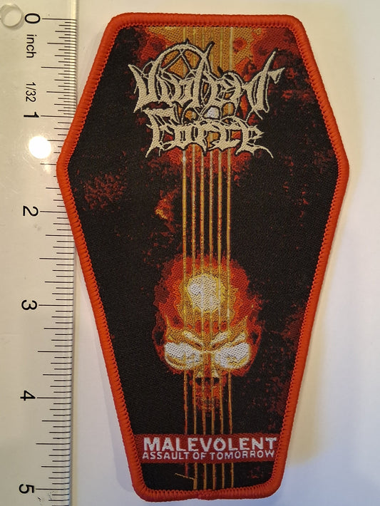 Violent Force malevolent assault of tomorrow Coffin Shaped Woven Patch