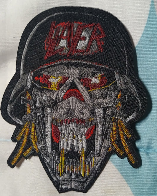 Slayer helmet skull Laser cut shaped Woven Patch