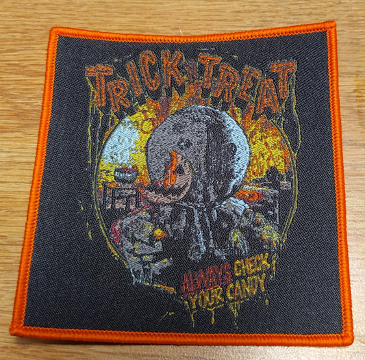 Trick R Treat Sammy lollipop Orange border Woven Patch