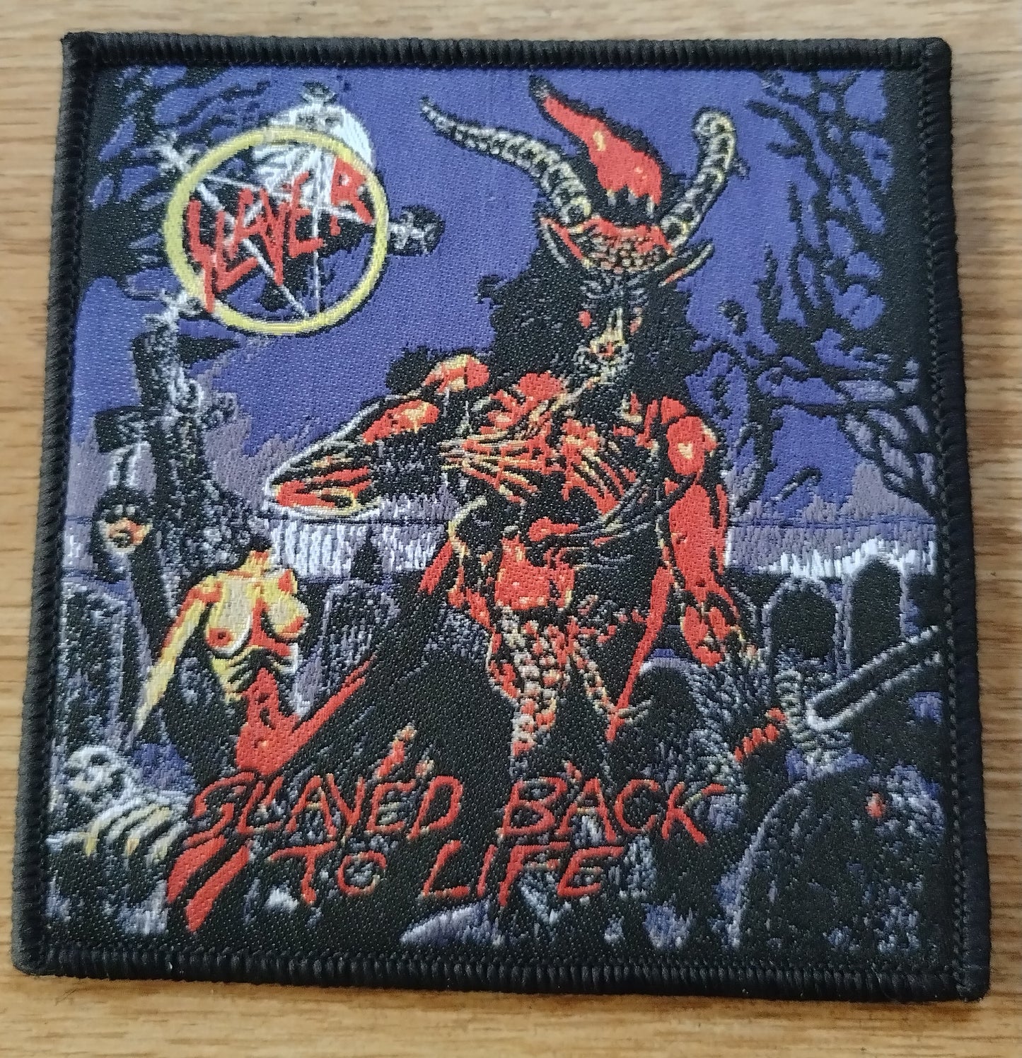 Slayer Slayed back to life Black border Woven Patch