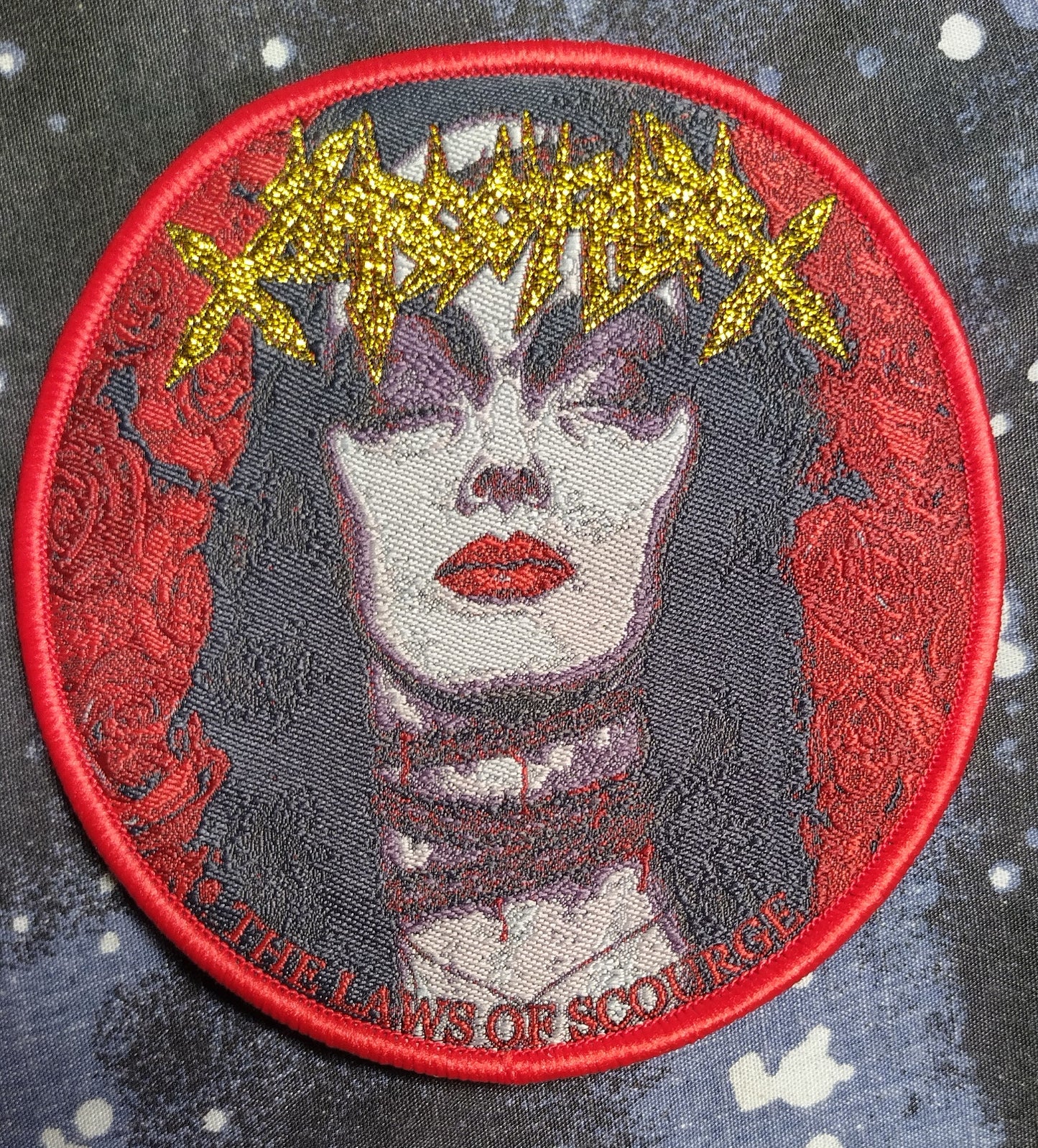 Sarcofago the laws of scourge Red Border Woven Patch