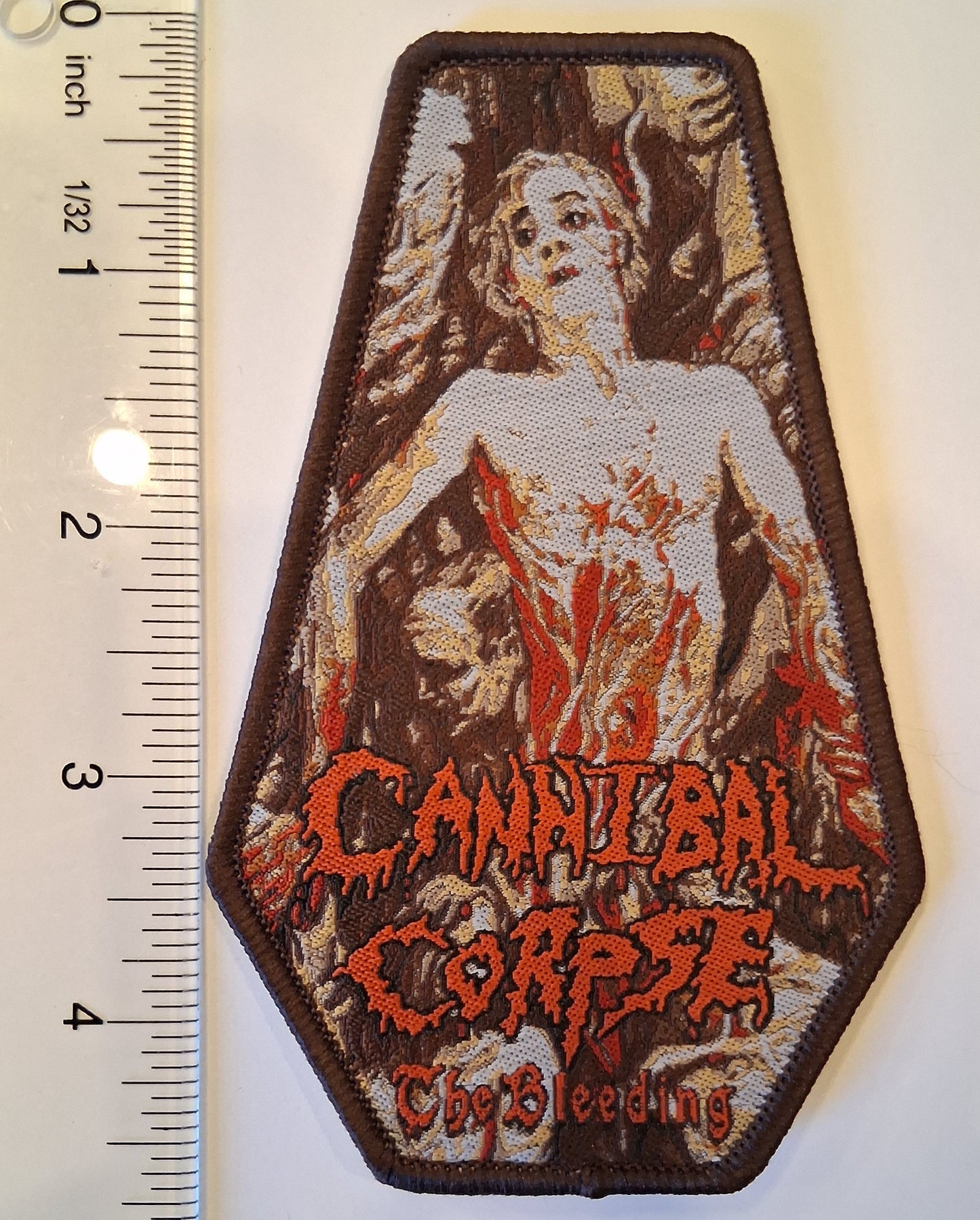 Cannibal Corpse the bleeding Coffin Shaped Woven Patch