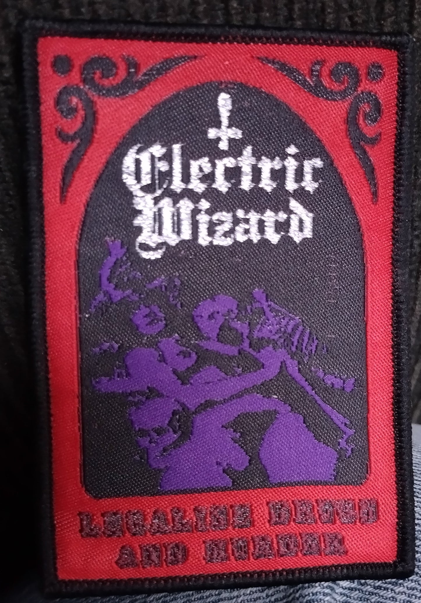 Electric Wizard legalise drugs and murder black border Woven Patch