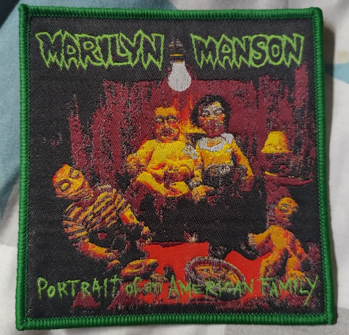 Marilyn Manson Portrait of an American Family Green border Woven Patch