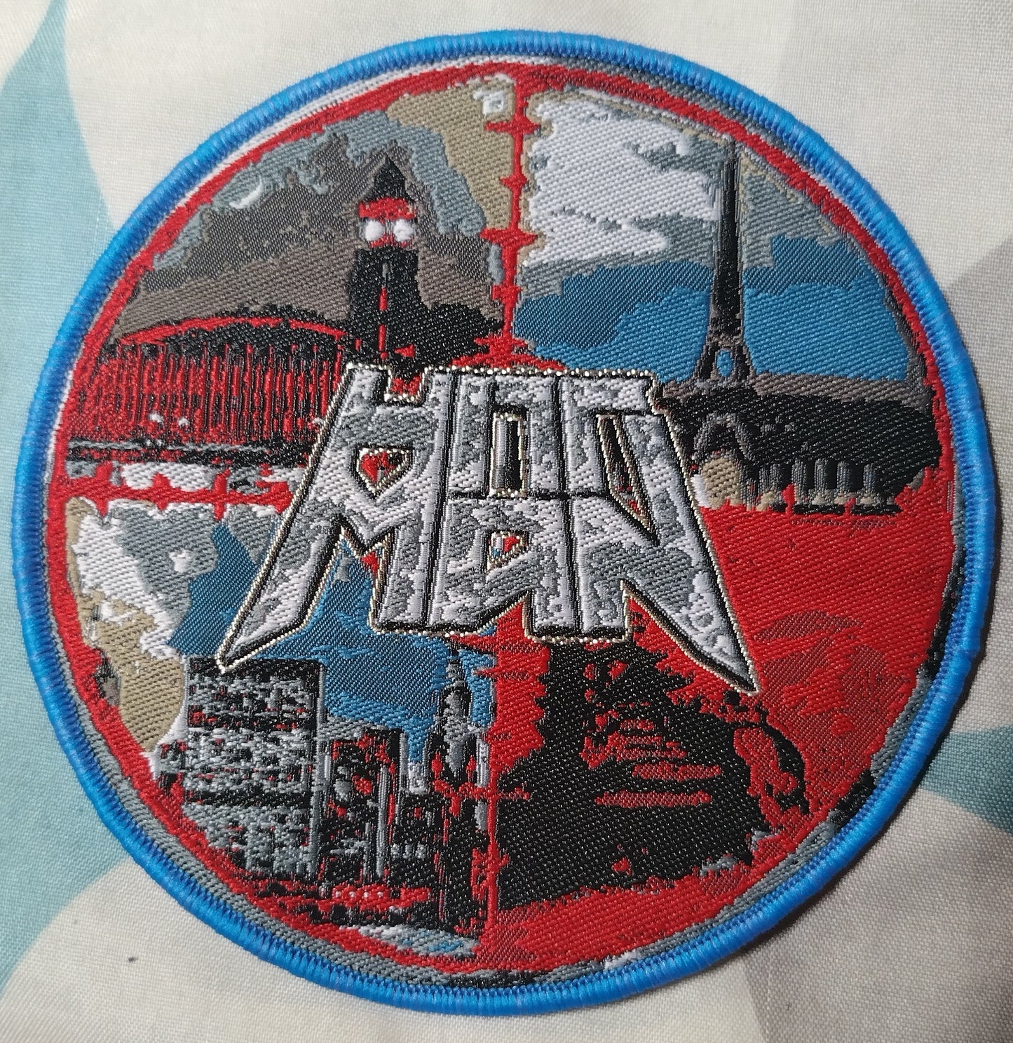 Hitt Man Blue border Woven Patch