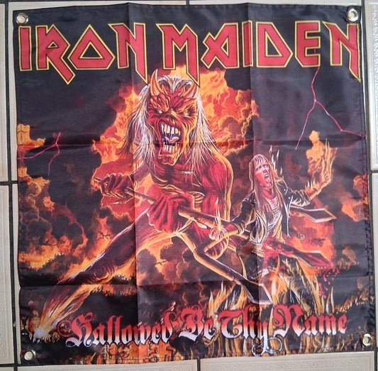 Iron Maiden Hallowed Be Thy Name 2x2 Ft Banner Flag