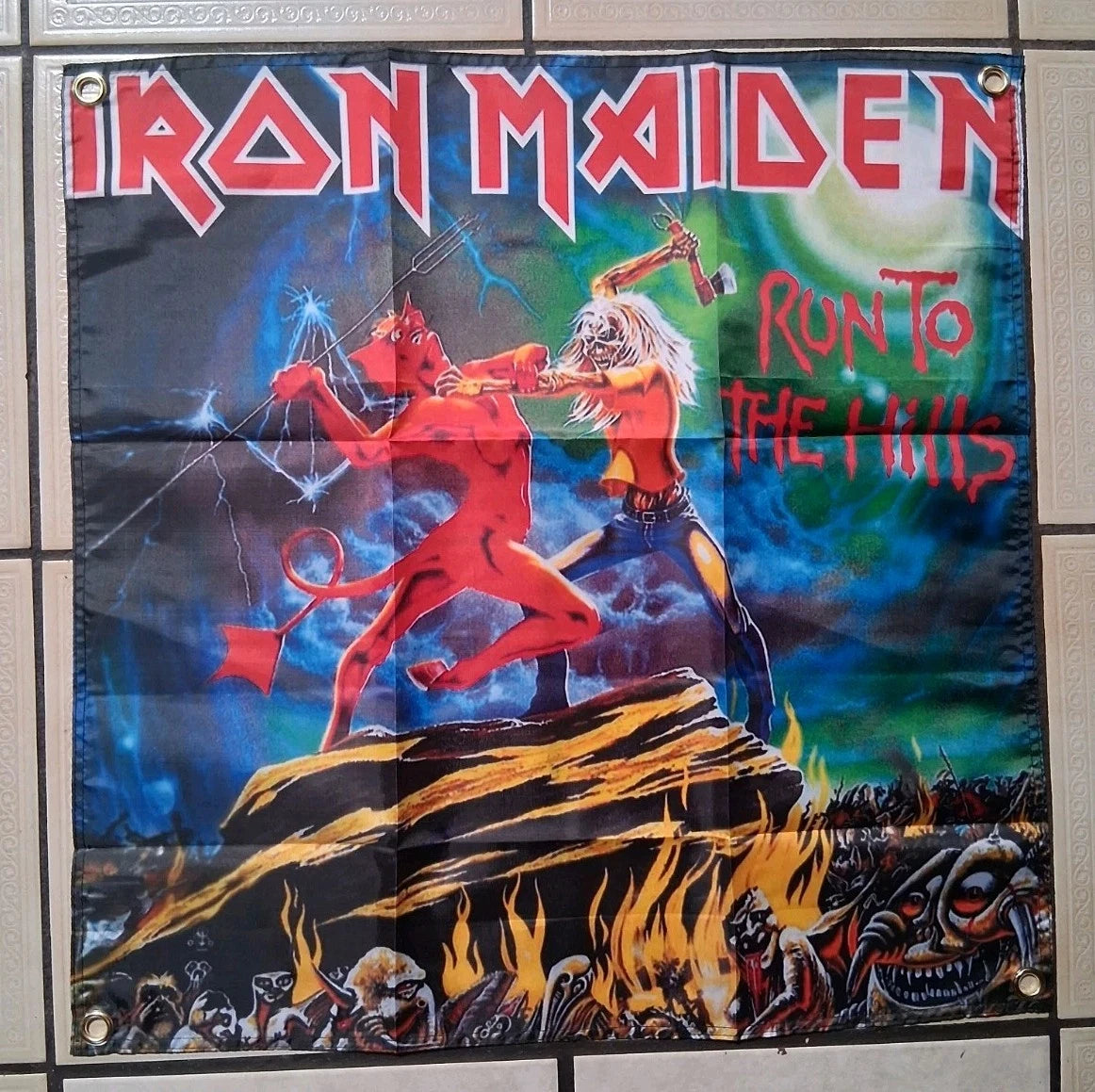 Iron Maiden Run To The Hills 2x2 Ft Banner Flag