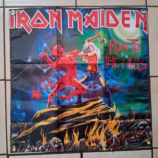 Iron Maiden Run To The Hills 2x2 Ft Banner Flag