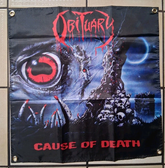 Obituary Cause of Death 2x2 Ft Banner Flag